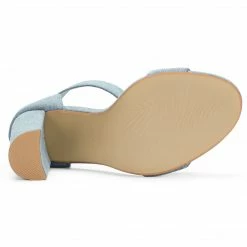 Allegra K Shoes BC0593 Women Block Heel Zipper Buckle Ankle Strap Sandals