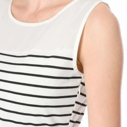 Allegra K Women Contrast Striped Panel Pleated A-line Dress W Belt