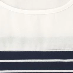 Allegra K Women Contrast Striped Panel Pleated A-line Dress W Belt