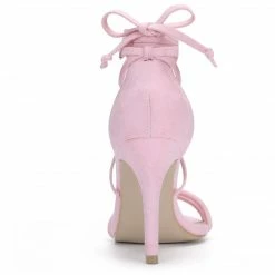 Allegra K YFL514-10 Women Open Toe Stiletto Heel Lace Up Dress Sandals Shoes