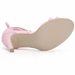 Allegra K YFL514-10 Women Open Toe Stiletto Heel Lace Up Dress Sandals Shoes