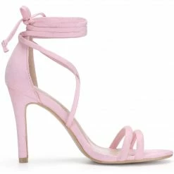 Allegra K YFL514-10 Women Open Toe Stiletto Heel Lace Up Dress Sandals Shoes