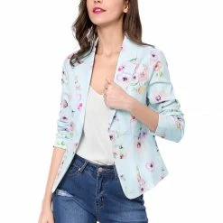 Women Allegra K Notched Lapel Open Front Blazer In Floral Print 106 Women Allegra K Notched Lapel Open Front Blazer In Floral Print
