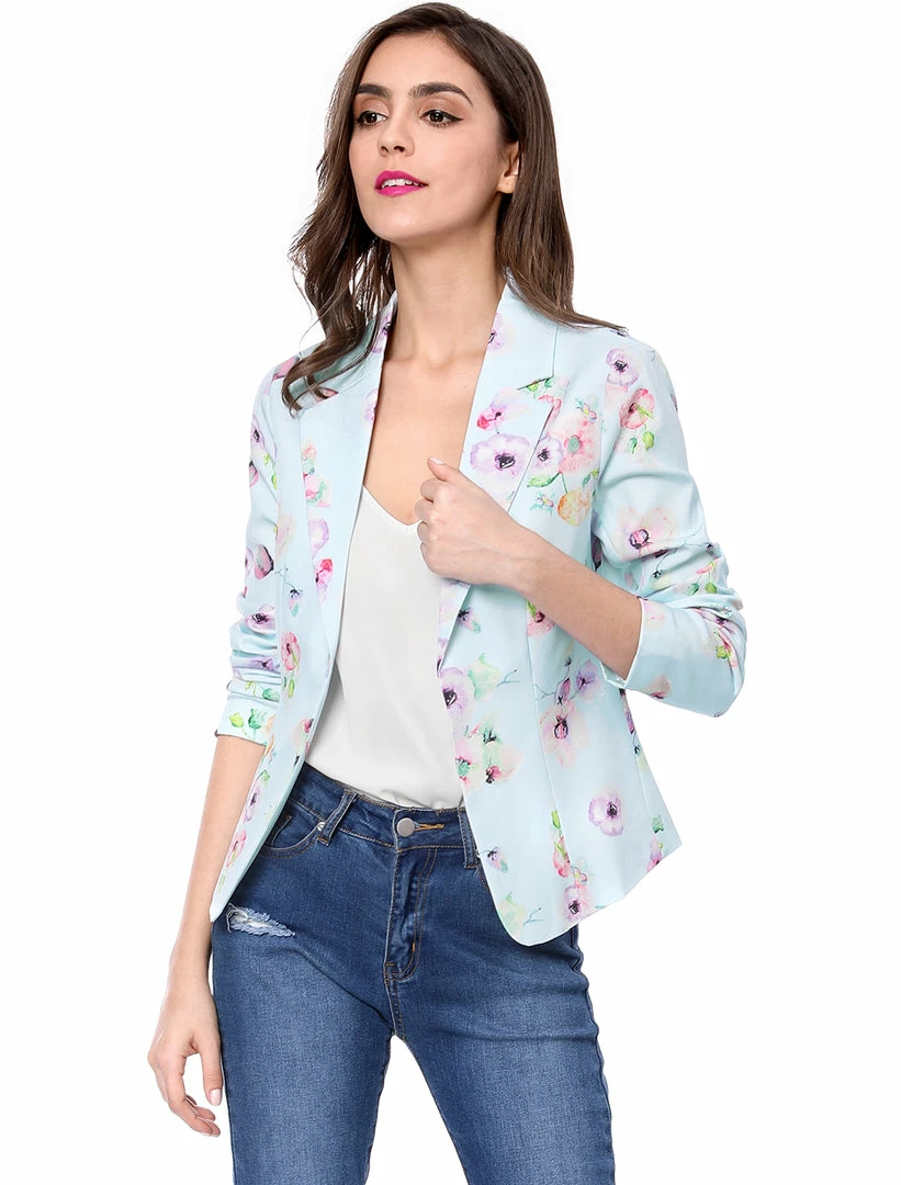 Women Allegra K Notched Lapel Open Front Blazer In Floral Print 53 Women Allegra K Notched Lapel Open Front Blazer In Floral Print