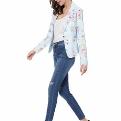 Women Allegra K Notched Lapel Open Front Blazer In Floral Print 107 Women Allegra K Notched Lapel Open Front Blazer In Floral Print