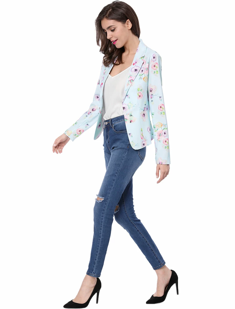 Women Allegra K Notched Lapel Open Front Blazer In Floral Print 54 Women Allegra K Notched Lapel Open Front Blazer In Floral Print