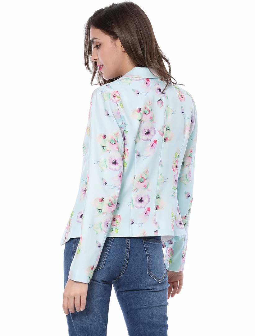 Women Allegra K Notched Lapel Open Front Blazer In Floral Print 55 Women Allegra K Notched Lapel Open Front Blazer In Floral Print