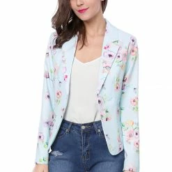 Women Allegra K Notched Lapel Open Front Blazer In Floral Print 104 Women Allegra K Notched Lapel Open Front Blazer In Floral Print