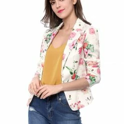 Women Allegra K Notched Lapel Open Front Blazer In Floral Print 100 Women Allegra K Notched Lapel Open Front Blazer In Floral Print