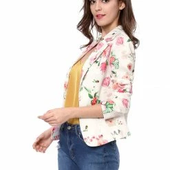 Women Allegra K Notched Lapel Open Front Blazer In Floral Print 101 Women Allegra K Notched Lapel Open Front Blazer In Floral Print