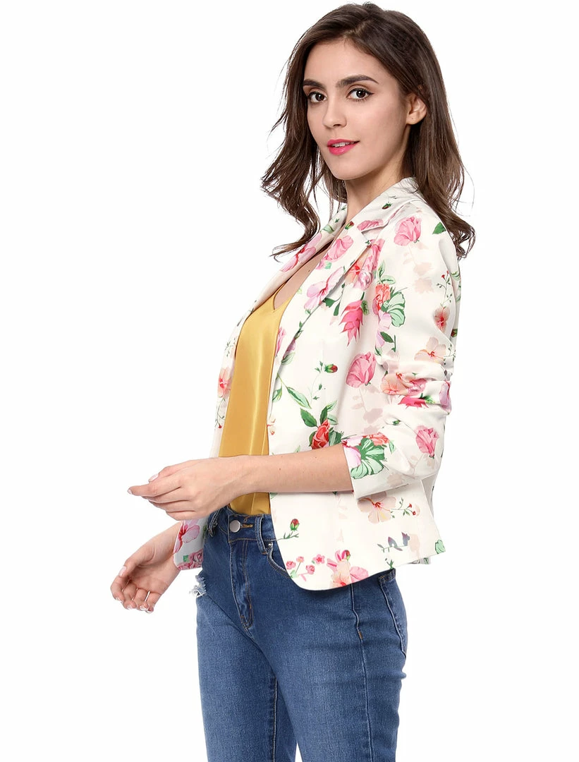 Women Allegra K Notched Lapel Open Front Blazer In Floral Print 48 Women Allegra K Notched Lapel Open Front Blazer In Floral Print