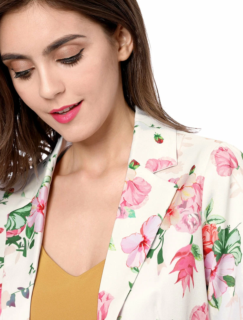 Women Allegra K Notched Lapel Open Front Blazer In Floral Print 50 Women Allegra K Notched Lapel Open Front Blazer In Floral Print