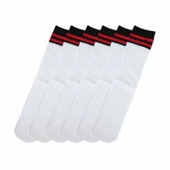 Allegra K Women Bar Striped Stretchy Soft Color Blocks Comfortable Cotton Crew Socks 6 Pairs Accessories
