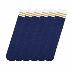 Allegra K Women Bar Striped Stretchy Soft Color Blocks Comfortable Cotton Crew Socks 6 Pairs Accessories