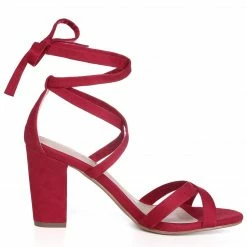 Allegra K YFL846-3 Women's Open Toe Lace-Up High Block Heeled Sandals