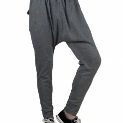 Allegra K HZ150305 Men Mid Rise Elastic Waist Front Pockets Tapered Harem Pants