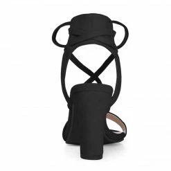 Allegra K YFL846-2 Women Open Toe Ankle Tie High Chunky Heeled Sandals