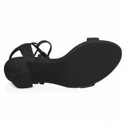 Allegra K YFL846-2 Women Open Toe Ankle Tie High Chunky Heeled Sandals