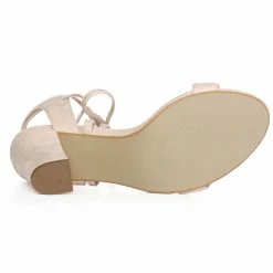 Allegra K YFL846-2 Women Open Toe Ankle Tie High Chunky Heeled Sandals