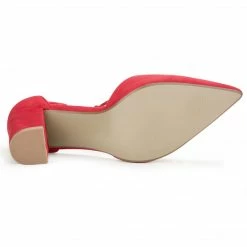 Allegra K Shoes Women Ankle Tie Chunky Heel Pointed Toe Dress Pumps