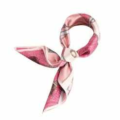 Allegra K Scarves & Shawls Women Fashionable Floral Graphic Print Satin 100% Silk Square Scarf