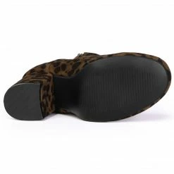 Allegra K Women's Round Toe Chunky High Heel Lace Up Booties Shoes