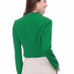 Allegra K Women Collarless Cropped Blazer