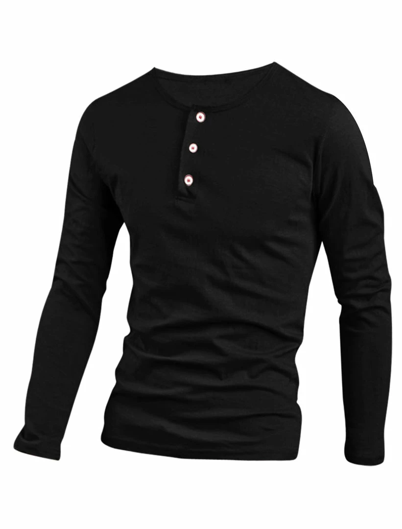 Allegra K 1016 7531 Men Casual Slim Fit Tunic Button Down Long Sleeve Henley Tee T Shirts 4 Allegra K 1016 7531 Men Casual Slim Fit Tunic Button Down Long Sleeve Henley Tee T Shirts