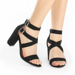 Allegra K Women Ankle Strap Cross Design Block Heel Sandals Shoes 38 Allegra K Women Ankle Strap Cross Design Block Heel Sandals Shoes