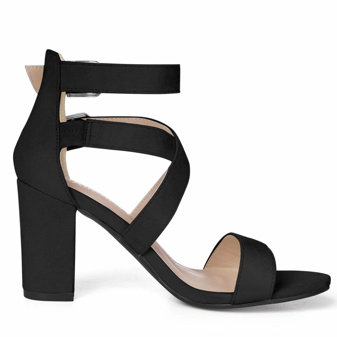 Allegra K Women Ankle Strap Cross Design Block Heel Sandals Shoes 23 Allegra K Women Ankle Strap Cross Design Block Heel Sandals Shoes