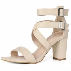 Allegra K Women Ankle Strap Cross Design Block Heel Sandals Shoes 30 Allegra K Women Ankle Strap Cross Design Block Heel Sandals Shoes