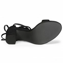 Allegra K Women's Tie Up Strappy Heels Chunky High Heels Sandal Shoes