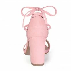 Allegra K Women's Tie Up Strappy Heels Chunky High Heels Sandal Shoes