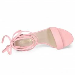 Allegra K Women's Tie Up Strappy Heels Chunky High Heels Sandal Shoes