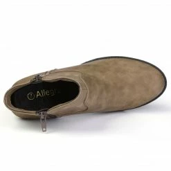 Allegra K Shoes Women's Round Toe Stacked Chunky Heel Zipper Ankle Boots