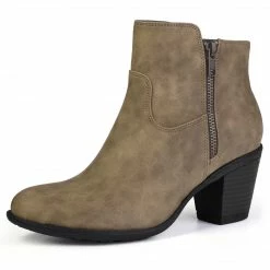 Allegra K Shoes Women's Round Toe Stacked Chunky Heel Zipper Ankle Boots
