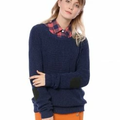Women Allegra K Drop Shoulder Elbow Cat Patch Loose Sweater