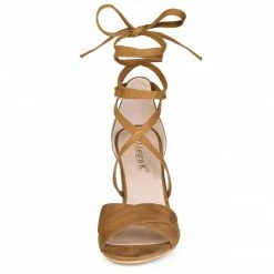 Allegra K Shoes TR4033-7 Women Crisscross Front Block Heeled Lace Up Sandals