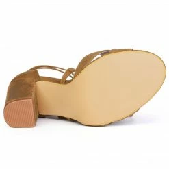 Allegra K Shoes TR4033-7 Women Crisscross Front Block Heeled Lace Up Sandals