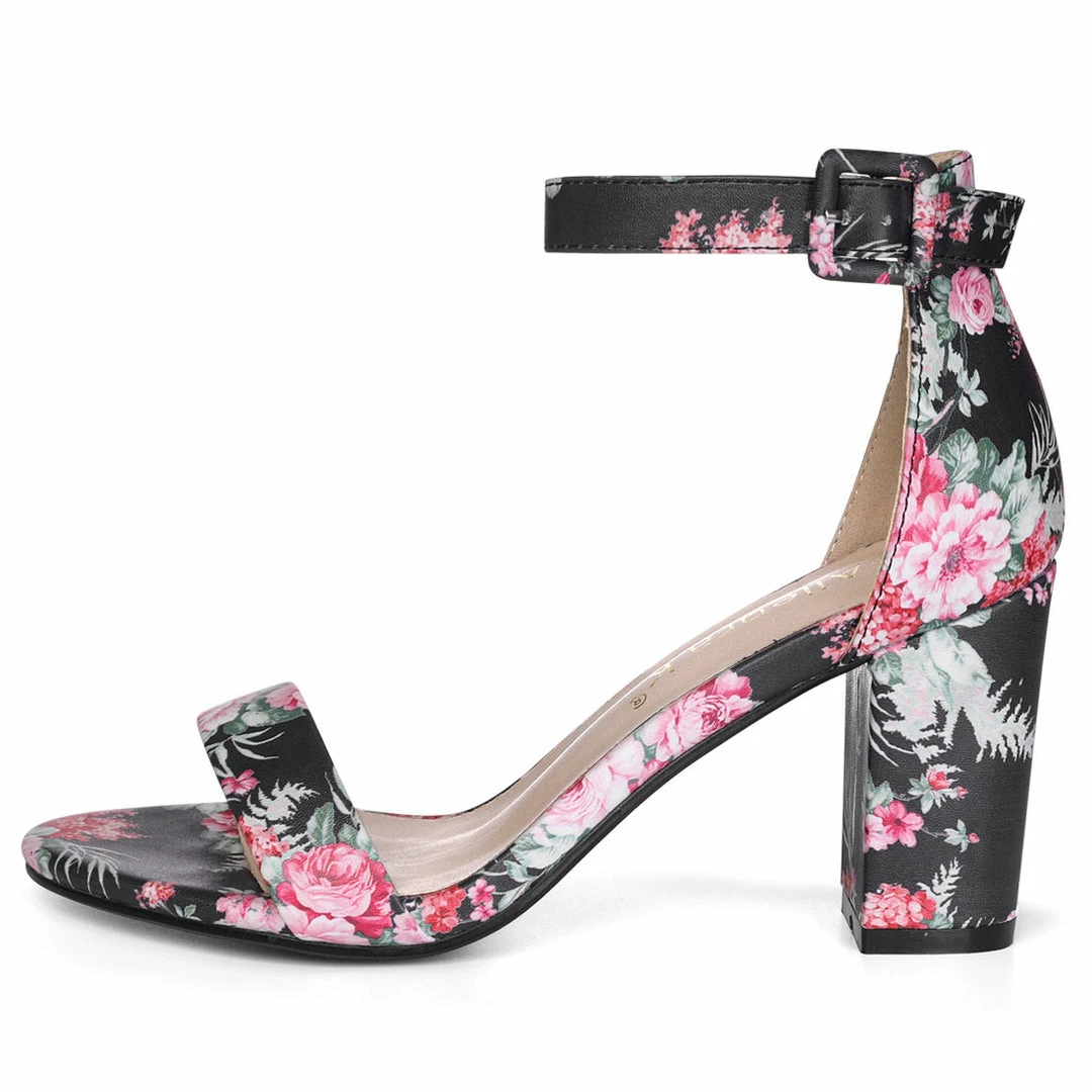 Allegra K Women Open Toe Block Heel Printed Ankle Strap Sandals Shoes 50 Allegra K Women Open Toe Block Heel Printed Ankle Strap Sandals Shoes