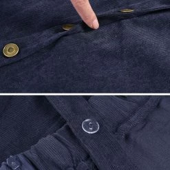 Allegra K Women's Corduroy Button Decor A Line Suspender Overall Skirt Dress