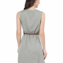 Allegra K Women's Sleeveless Button Down Crew Neck Above Knee Belted Formal Shirtdress 20 Allegra K Women's Sleeveless Button Down Crew Neck Above Knee Belted Formal Shirtdress