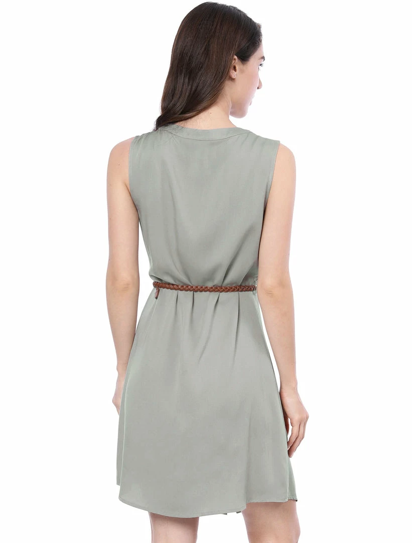 Allegra K Women's Sleeveless Button Down Crew Neck Above Knee Belted Formal Shirtdress 7 Allegra K Women's Sleeveless Button Down Crew Neck Above Knee Belted Formal Shirtdress