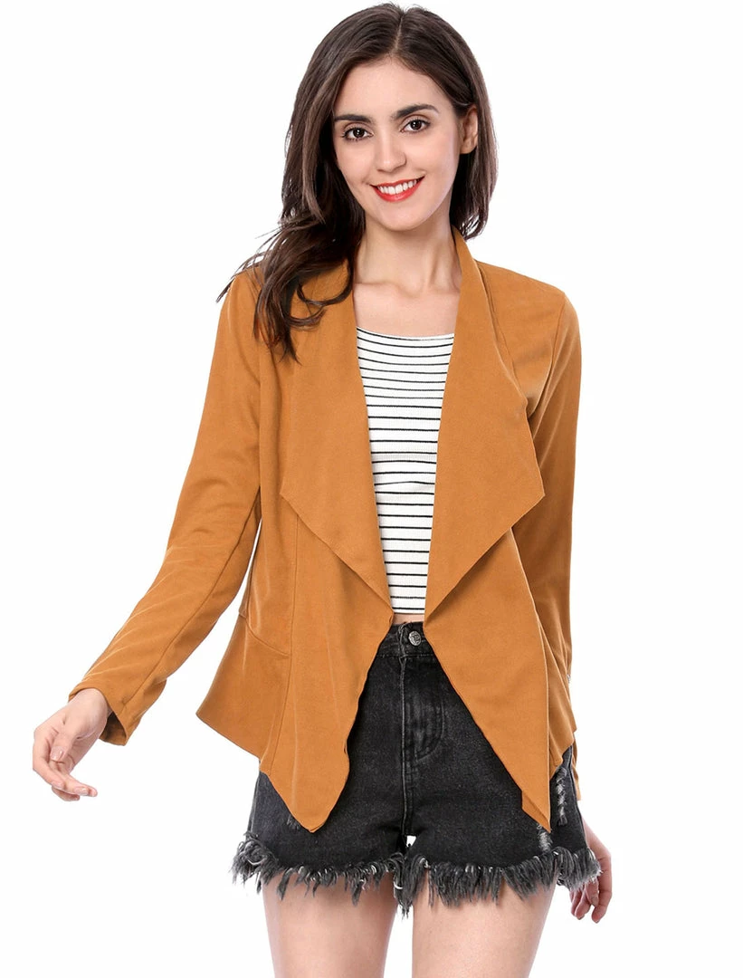 Allegra K Women's Moto Faux Suede Jacket Lightweight Open Front Lapel Draped Outwear Cardigan Clothing 41 Allegra K Women's Moto Faux Suede Jacket Lightweight Open Front Lapel Draped Outwear Cardigan Clothing