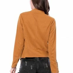 Allegra K Women's Moto Faux Suede Jacket Lightweight Open Front Lapel Draped Outwear Cardigan Clothing 109 Allegra K Women's Moto Faux Suede Jacket Lightweight Open Front Lapel Draped Outwear Cardigan Clothing