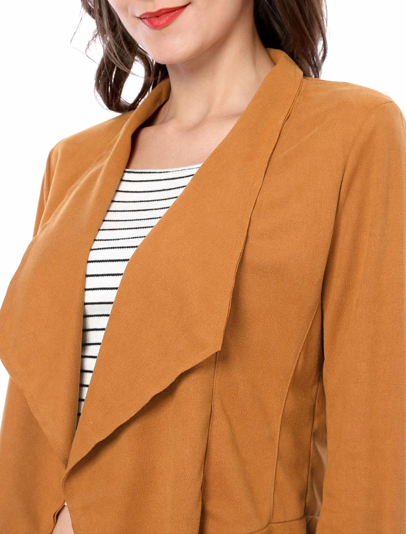 Allegra K Women's Moto Faux Suede Jacket Lightweight Open Front Lapel Draped Outwear Cardigan Clothing 44 Allegra K Women's Moto Faux Suede Jacket Lightweight Open Front Lapel Draped Outwear Cardigan Clothing
