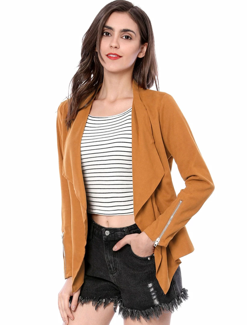 Allegra K Women's Moto Faux Suede Jacket Lightweight Open Front Lapel Draped Outwear Cardigan Clothing 39 Allegra K Women's Moto Faux Suede Jacket Lightweight Open Front Lapel Draped Outwear Cardigan Clothing