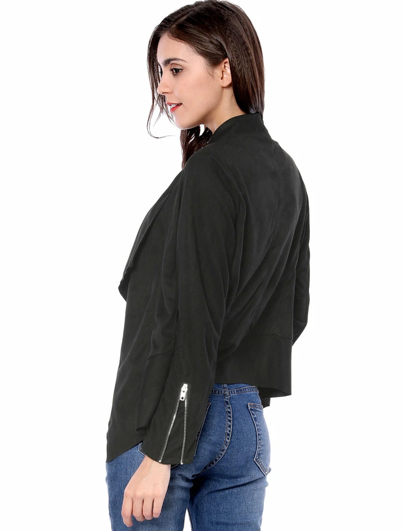 Allegra K Women's Moto Faux Suede Jacket Lightweight Open Front Lapel Draped Outwear Cardigan Clothing 36 Allegra K Women's Moto Faux Suede Jacket Lightweight Open Front Lapel Draped Outwear Cardigan Clothing