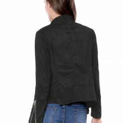 Allegra K Women's Moto Faux Suede Jacket Lightweight Open Front Lapel Draped Outwear Cardigan Clothing 103 Allegra K Women's Moto Faux Suede Jacket Lightweight Open Front Lapel Draped Outwear Cardigan Clothing