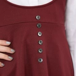 Allegra K Women Button Decor Flared Hem Above Knee Dress Suspender Skirt